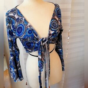 Belly Dance Top / Summer Beach Cover Up Tie Front